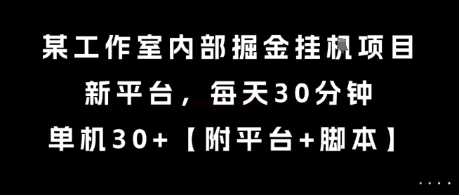 某工作室内部掘金挂G项目，新平台，每天30分钟，单机30+【揭秘】-千寻创业网