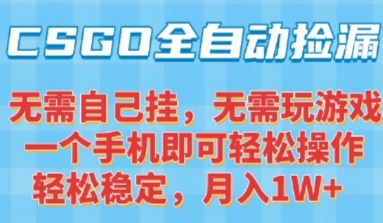 CSGO自动捡漏项目，最新独家玩法，一个手机可操作，新手小白轻松月入1W+，操作简单易上手【揭秘】-千寻创业网