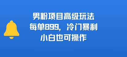 男粉项目高级玩法，每单899，冷门暴利，小白也可操作-千寻创业网