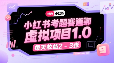 小红书考题赛道虚拟项目1.0，项目操作简单，每天收益2-3张-千寻创业网