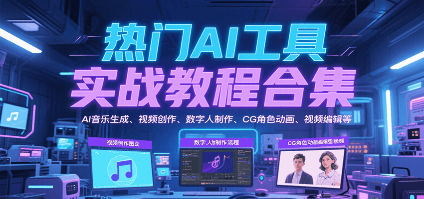 热门AI工具实战教程合集，AI音乐生成、视频创作、数字人制作、CG角色动画、视频编辑等-千寻创业网