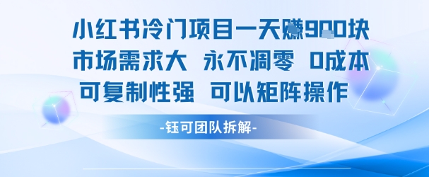 小红书冷门项目一天收益9张，市场需求大，0成本，可复制性强可以矩阵操作-千寻创业网