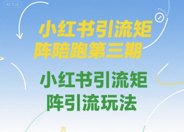 小红书引流矩阵陪跑第三期，小红书引流矩阵引流玩法-千寻创业网
