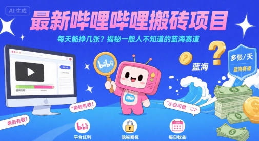 最新哔哩哔哩上B站搬砖项目，每天能挣几张？揭秘一般人不知道的蓝海赛道-千寻创业网