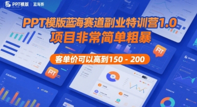 PPT模版蓝海赛道副业特训营1.0，项目非常简单粗暴，客单价可以高到150-200-千寻创业网