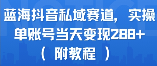 蓝海抖音私域赛道，实操单账号当天变现288+(附教程)-千寻创业网