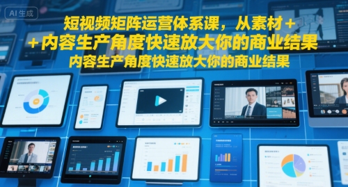 短视频矩阵运营体系课，从素材+内容生产角度快速放大你的商业结果-千寻创业网