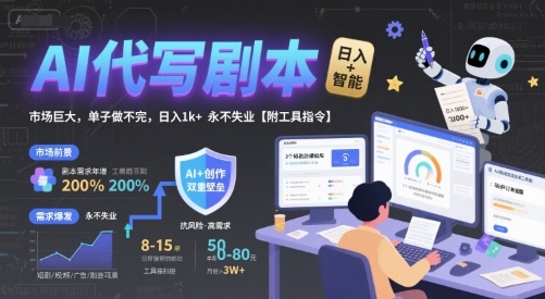AI代写剧本，市场巨大，单子做不完，日入1k+ 永不失业【附工具指令】-千寻创业网