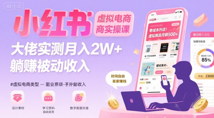小红书虚拟电商，大佬实测月入2W+，实现被动收入-千寻创业网