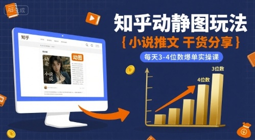 小说推文干货分享之知乎动静图玩法，每天3-4位数爆单实操课-千寻创业网