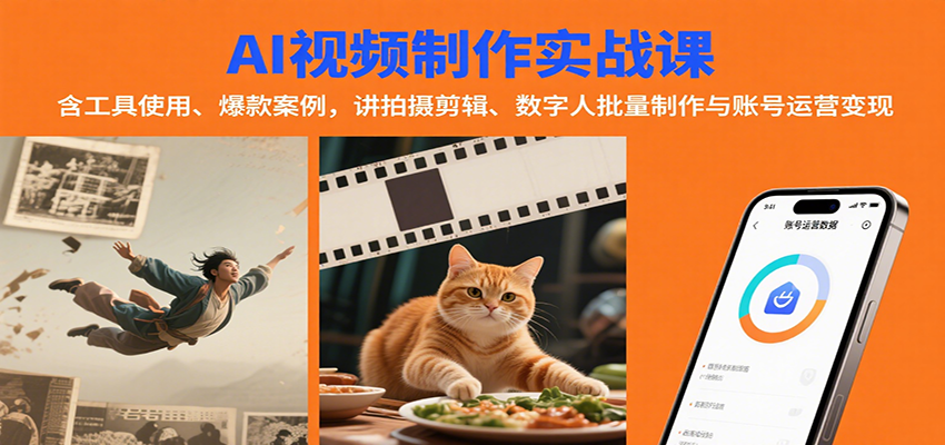 AI视频制作实战：含工具使用、爆款案例，讲拍摄剪辑、数字人批量制作与账号运营变现-千寻创业网