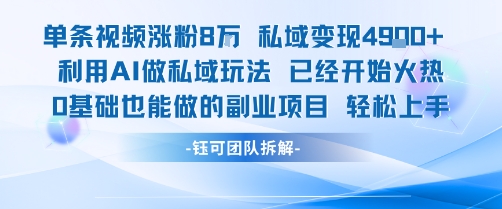 单条视频私域变现4.9k+利用AI做私域玩法 已经开始火热0基础也能做的副业项目轻松上手-千寻创业网