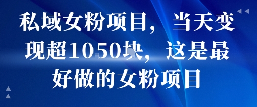 私域女粉项目，当天变现超1k，这是最好做的女粉项目，可放大操作-千寻创业网