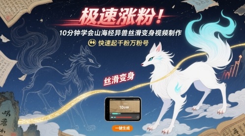 极速涨粉！10分钟学会山海经异兽丝滑变身视频制作，快速起千粉万粉号-千寻创业网