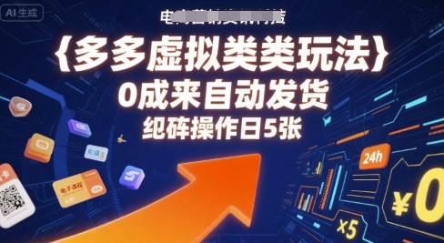 多多虚拟类目玩法，0成本全自动发货，矩阵操作日5张-千寻创业网