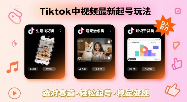 Tiktok中视频最新起号玩法，想要日入百刀，做好这几个赛道就可以了-千寻创业网