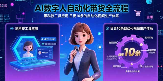 （15699期）AI数字人自动化带货全流程：黑科技工具应用 日更10条的自动化视频生产体系-千寻创业网