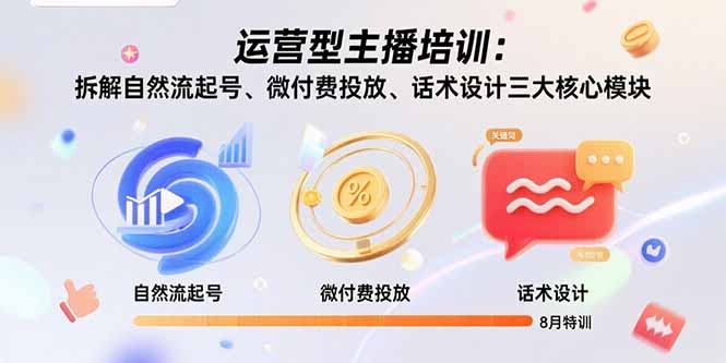 （15654期）运营型主播培训：拆解自然流起号、微付费投放、话术设计三大核心模块-8月-千寻创业网