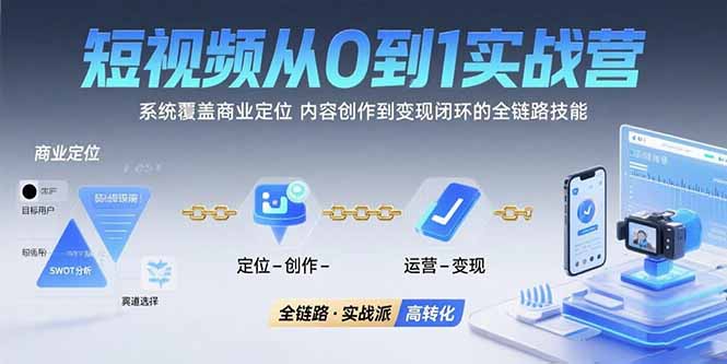 （15570期）短视频从0到1的实战营：系统覆盖商业定位,内容创作到变现闭环的全链路技能-千寻创业网