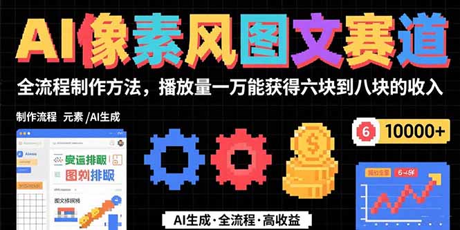 （15572期）AI像素风图文赛道：全流程制作方法，播放量一万能获得6块到8块的收入-千寻创业网