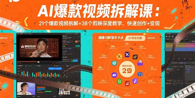 （15741期）AI爆款视频拆解课：21个爆款视频拆解+38个剪映深度教学，快速创作+变现-千寻创业网