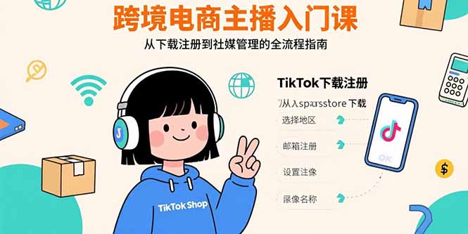 （15708期）跨境电商主播入门课，TikTok下载注册，支付工具配置，社媒账号管理全流程-千寻创业网