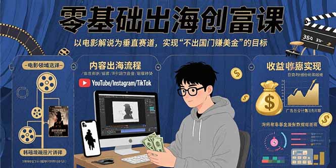 （15709期）零基础出海创富课：以电影解说为垂直赛道，实现不出国门赚美金的目标-千寻创业网