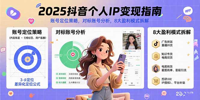 （15711期）2025抖音个人IP变现指南，账号定位策略，对标账号分析，8大盈利模式拆解-千寻创业网