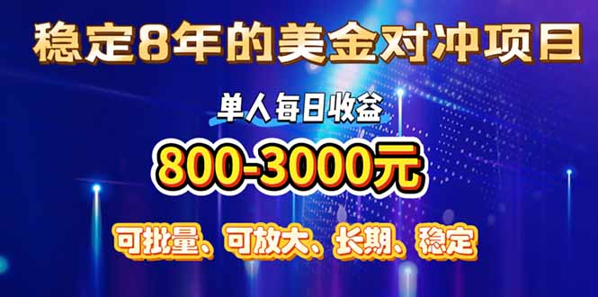 （15782期）稳定8年的美金对冲创业项目，单人每日收益800-3000，小众暴力项目-千寻创业网