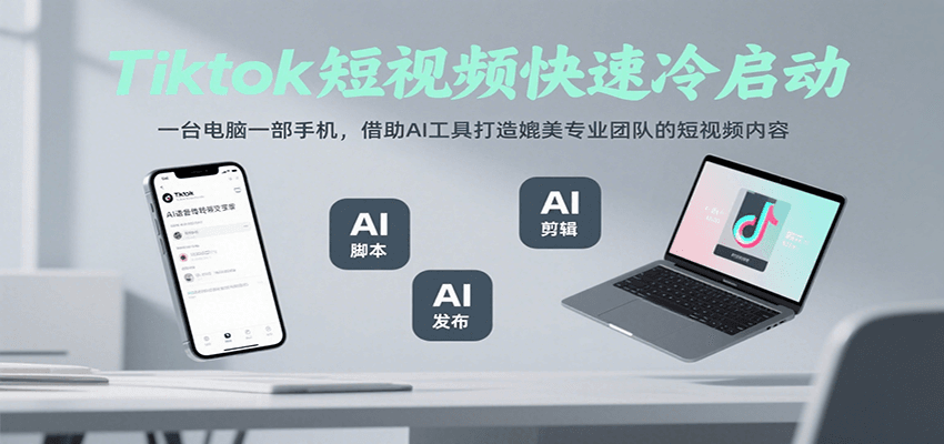 Tiktok短视频快速冷启动，一台电脑一部手机，借助AI工具打造媲美专业团队的短视频内容-千寻创业网