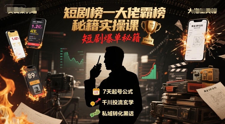短剧榜一大佬霸榜秘籍实操课，短剧爆单秘籍-千寻创业网