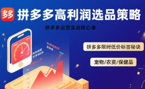 拼多多选品暴利技术实战课，拼多多高利润选品策略，拼多多限时低价标签秘诀-千寻创业网