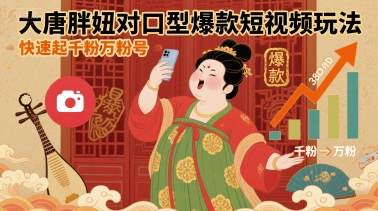 大唐胖妞对口型爆款短视频玩法，快速起千粉万粉号-千寻创业网
