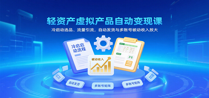 轻资产虚拟产品自动变现课，冷启动选品、流量引流，自动发货与多账号被动收入放大-千寻创业网