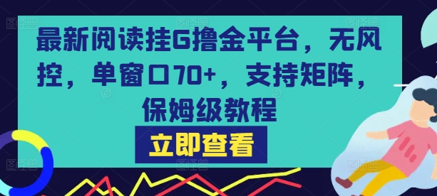 最新阅读挂G撸金平台，无风控，单窗口70+，支持矩阵，保姆级教程【揭秘】-千寻创业网