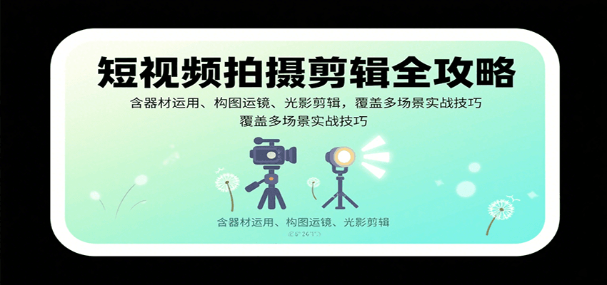 短视频拍摄剪辑全攻略：含器材运用、构图运镜、光影剪辑，覆盖多场景实战技巧-千寻创业网