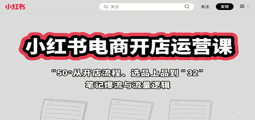 小红书电商开店运营课：从开店流程、选品上品到笔记爆流与流量逻辑-千寻创业网