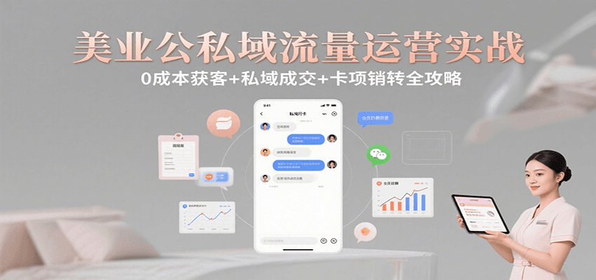 美业公私域流量运营实战：0成本获客+私域成交+卡项销转全攻略-千寻创业网