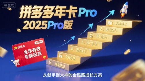 拼多多年卡2025Pro版，五大板块从认知到基础、从推广到活动、从活动到玩法-千寻创业网