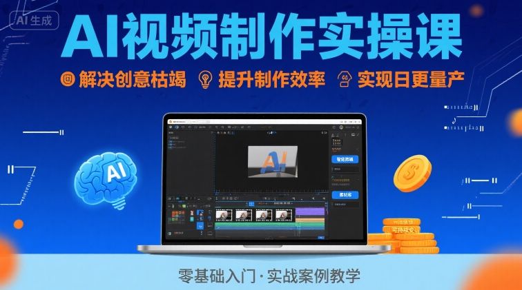 Ai视频制作实操课，解决创意枯竭、效率低下痛点，实现日更量产可持续变现-千寻创业网