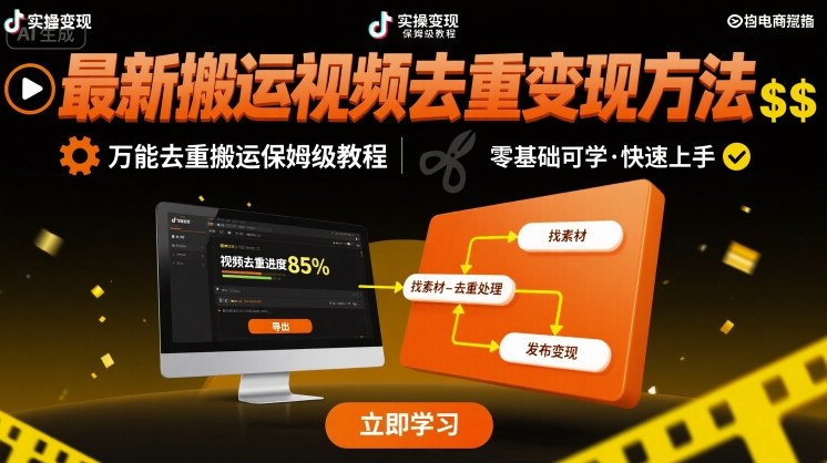 最新搬运视频去重变现方法，万能去重搬运保姆级教程-千寻创业网
