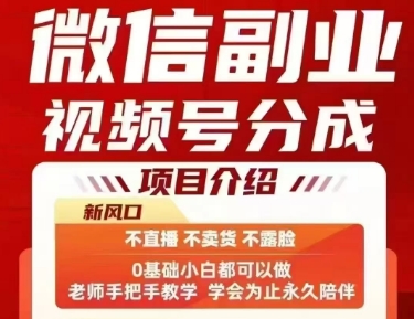微信副业视频号分成，不直播 不卖货 不露脸，三五分钟即可完成一条作，每日收益几十、几张不等-千寻创业网