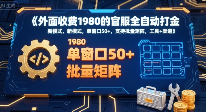 外面收费1980的官服全自动打金，新模式，单窗口50+，支持批量矩阵，工具+渠道【揭秘】-千寻创业网