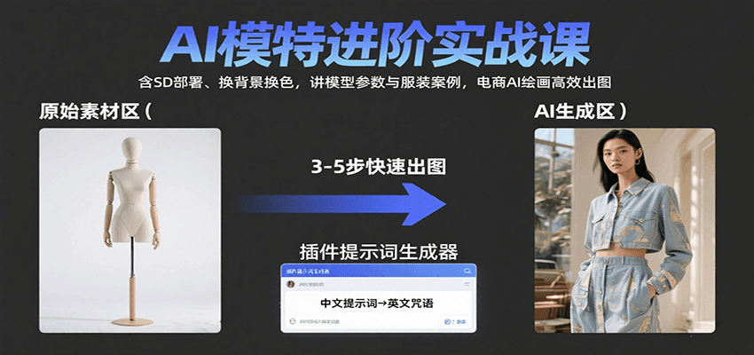 AI模特进阶实战课：含SD部署、换背景换色，讲模型参数与服装案例，电商AI绘画高效出图-千寻创业网