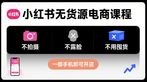小红书无货源电商课程，不拍摄不露脸不用囤货，一部手机即可开店-千寻创业网