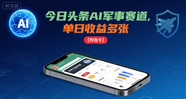 今日头条AI军事赛道，单日收益多张 ，手机可做【附指令】-千寻创业网