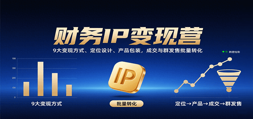 财务IP变现营：9大变现方式、定位设计、产品包装，成交与群发售批量转化-千寻创业网