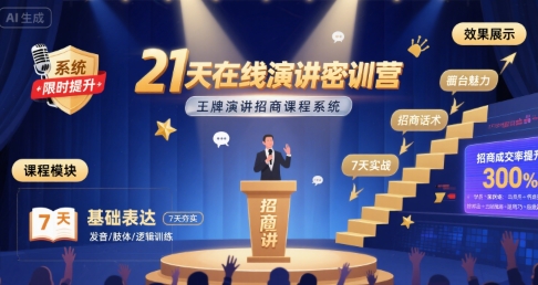 21天在线演讲密训营，王牌演讲招商课程系统-千寻创业网