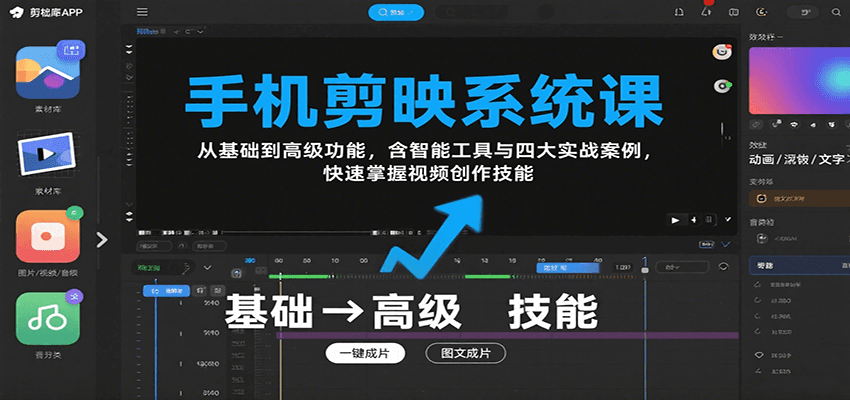 手机剪映系统课，从基础到高级功能，含智能工具与四大实战案例，快速掌握视频创作技能-千寻创业网