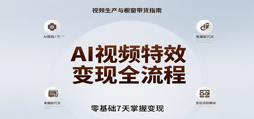 AI视频特效变现全流程，零基础7天掌握视频生产到橱窗带货变现-千寻创业网
